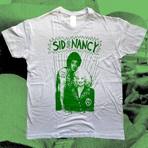 Sid And Nancy T-Shirt Green On White
